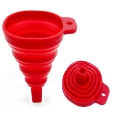 SYGA Red Silicone Funnel Set of 2 for Kitchen Retractable Silicone Oil Liquid Funnel Transfer Hopper