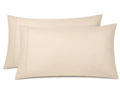 Soft Pillow Covers 19 x 29 Inches - Egyptian Cotton 600 Thread Count Set of 2 Pillow Cover Set Envelope Closure Hotel Quality Pillowcase - Beige