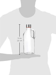 Amazon Brand - Solimo Silica Glass Bottle with Flip Cap, 1 Litre, Set of 4, Transparent