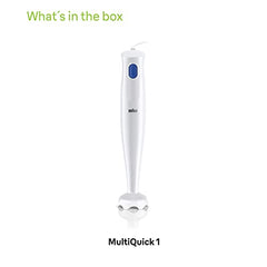 Braun MultiQuick 1, Powerful 450W Hand Blender, Made in Europe, EasyTwist Technology, Lightweight, Stainless Steel German Design, Dishwasher Safe, Make Baby Food, Chutney, Smoothie, Soup, MQ10.000P