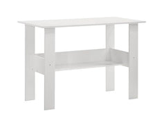 DeckUp Eden Home Engineered Wood Study Table and Office Desk (White, Matte Finish)