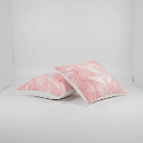 MOMISY Decorative Polyester Home Sofa Bedside Cushion Throw Pillow Covers, 45 x 45 cm, Pack of 2 (Leaves-PinkB-2)