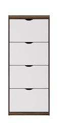 DeckUp Jade Engineered Wood 4-Door Shoe Rack (Walnut & White, Matte Finish)