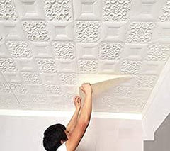 SYGA 3D Brick Wallpapers for Wall, Wall Stickers Self Adhesive Panel for Home Decoration Kitchen Bedroom Living Room Hall Kids Room, Square - Golden, 20Pcs