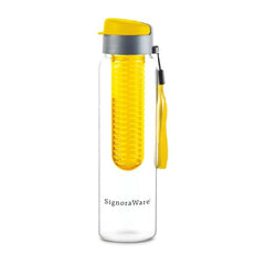 SignoraWare Infuser Borosilicate Glass Water Bottle, Detox(750ml, Yellow)