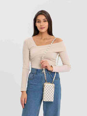 MOMISY Mobile Bag Cellphone Sling Bag Card Holder Wallet Handbag Crossbody multi-function Shoulder Bag for Girls & Women-Diamond (Off White)