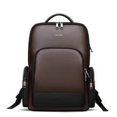 Aethon | Krossover 15.6-Inch Laptop Backpack | Water-Resistant with Multiple Pockets for Office, Travel | Shoulder Bag Made with Vegan Microfiber Leather (BLUE + BROWN)