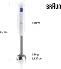 Braun MultiQuick 1, Powerful 450W Hand Blender, Made in Europe, EasyTwist Technology, Lightweight, Stainless Steel German Design, Dishwasher Safe, Make Baby Food, Chutney, Smoothie, Soup, MQ10.000P