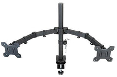 Rife Dual Monitor Mount | Fully Adjustable VESA Stand | Fits 17-27 inch Screens | Heavy-Duty Steel | Integrated Cable Management | Clamp and Grommet Installation | Ergonomic Workspace