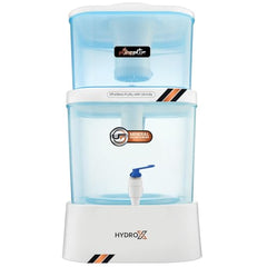 Pureplus Gravity Water Filter | 20 Liter Top Water Purifier | Chemical Free, Electricity Free | Water Filter for Home, Kitchen & Camping (White & Blue)