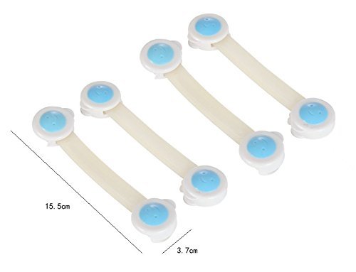 SYGA 20 Pcs Baby Safety Locks | Child Proof Cabinets, Drawers, Appliances, Toilet Seat, Fridge and Oven | Tools Not Required | Uses Dual Adhesive Tape and Latch System (Blue Smiley)
