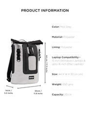 CarryPro MOJO V2.0-20L Everyday Laptop Backpack, Fits Up to 15.6 Inch Roll Top Laptop Bag for Office, College & Travel, Water Resistant Fabric, Ultra Lightweight Bag, 1 Year Warranty - Hot Orange