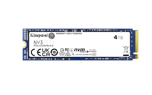 Kingston NV3 4TB M.2 2280 NVMe SSD | PCIe 4.0 Gen 4x4 | Up to 6000 MB/s | SNV3S/4000G