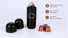 Portable Manual Espresso Coffee Maker, Compatible with Fliter Coffee Powder or Capsule for Home, Office, Camping & Travel, 1 Cup