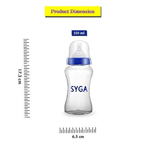 SYGA Baby Feeding Bottle Wide Neck BPA Free Non Colic Extra Safe Feeding Bottle, Blue-250ml