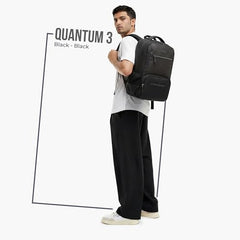 Gear Quantum 3 18"/29L Antitheft Large Faux Leather Water Resistant Laptop backpack with Raincover/Laptop backpack/Casual Backpack/Daypack/Travel Backpack/College Bag For Men/Women(Black-Black)