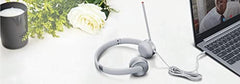 Lenovo 100 Stereo Analogue Wired On Ear Headphones with Mic, Memory-Foam earcups, 30 mm Driver | Computer/PC or Laptop Headphone (Cloud Grey)