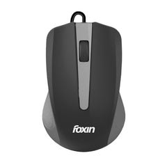 Foxin Glance Grey Wired USB Mouse | 1200 DPI Optical Sensor | Ergonomic & Lightweight (68g) with 3-Button | Plug & Play | 1.2M Cable | Silent Buttons | Wired Mouse for Laptop, PC, Desktop & Office Use