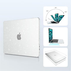 EooCoo Case for MacBook Air 15 inch M5 M4 M3 M2 2026-2023, Sparkly Clear