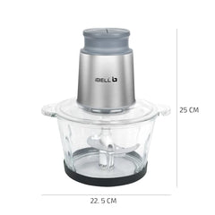 iBELL MT200GM Electric Food Chopper 700W with 2L Glass Bowl, Multi Purpose Chopper for Meat Vegetables Fruits Nuts & Herbs,2 Year Warranty
