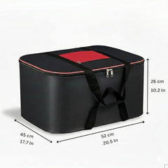 CluttrEase Large Underbed Storage Bags, Moisture-Proof Nylon Storage Bags With Zippered Closure & Handle for Clothes, Blankets, Bedsheets & Pillows (52 x 45 x 26 cm), Red & Black (4 Pack)