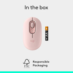 Logitech POP Mouse, Compact and Portable Wireless Bluetooth - Graphite | Compact, Portable, programmable Buttons, Quiet clicks, Easy-Switch for up to 3 Devices, Laptop, Tablet, PC - Rose