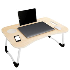 MollisHomes Laptop Table with Dock Stand Wood Smart Standard Multi-Purpose Solid/Study Table/Bed Table/Foldable and Portable/Ergonomic & Rounded Edges/Non-Slip Legs/Engineered (Blue)