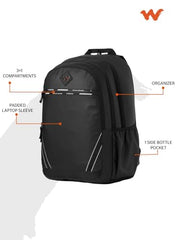 Wildcraft Dark Edition 45 L Professional Laptop Backpack for Men & Women | Fits 15.6 inch Laptop | Padded Shoulder Straps, Multi Compartments, Anti-Theft Zippers | Business Travel Bag | Dark Black