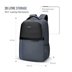 Gear Alpha 18.5”/28L Large Water Resistant Laptop Backpack | Travel Backpack | Casual Backpack for men/women (Black-Black)