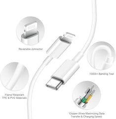 Salvodor 27W USB C to Lightning Cable 1M, White