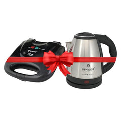 SINGER Cutie DX Electric Kettle 1350 Watts | 2 Years Warranty | 1.5 Liters | Quick Boil | Stainless Steel | Cool-Touch Handle and Lid | Auto Shut Off | Tea & Coffee, Instant Noodles, Rice, Soups