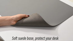 AROPANA Anti-Slip Extended Mouse Pad 90x45cm | PU Vegan Leather Desk Mat | Large Computer Desk Protector Pad with Suede Base for Keyboard, Laptop, Office & Home (Grey)