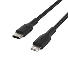 Belkin Apple Certified Braided Lightning to USB-C Charge and Sync Cable, USB Cable, 6.6 Feet / 2M, Black