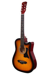 Juârez Acoustic Guitar Kit, JRZ38C/BK 38 Inch Cutaway, 038C with Bag, Strings, Pick and Strap, Black