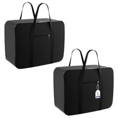 Kuber Industries Pack of 3 Storage Bag | Clothes Storage Bag | Rexine Underbed Storage Bag | Wardrobe Organizer for Blanket-Comforters | Foldable Attachi Bag | Black Patti | Large | Grey