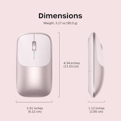 SATECHI Slim EX Wireless Mouse, Bluetooth & 2.4 GHz, Quiet Clicks, Silver