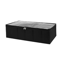 Sooqify Foldable Under Bed Shoe Organizer | Collapsible Storage Box with Clear Top & Dividers | Easy-Access Shoe Holder for Men’s & Women’s Footwear (Black)