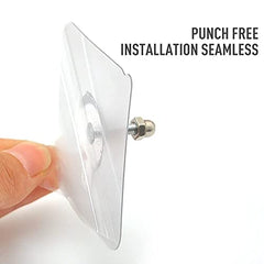 AMIQUS 10 Pcs Hevy Duty Self Adhesive Hook for Hanging Kitchen Item and Other Stainless Steel, Gold Waterproof, Strong Towels, Keys, Utensils,Robes Double-Sided Transparent (Double Claw V Shape)