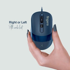 FINGERS SuperHit Wired Mouse with Advanced Optical Technology (Lightweight | Trendy Dual-Tone Design | Works Well with Windows, macOS, Linux) (Royal Blue)