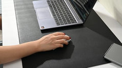 AROPANA Anti-Slip Extended Mouse Pad 90x45cm | PU Vegan Leather Desk Mat | Large Computer Desk Protector Pad with Suede Base for Keyboard, Laptop, Office & Home (Grey)