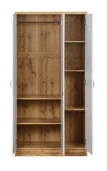 DeckUp Plank Cove 3-Door Engineered Wood Wardrobe with Mirror (Wotan Oak and White, Matte Finish)