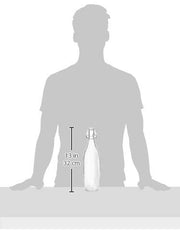 Amazon Brand - Solimo Silica Glass Bottle with Flip Cap, 1 Litre, Set of 4, Transparent