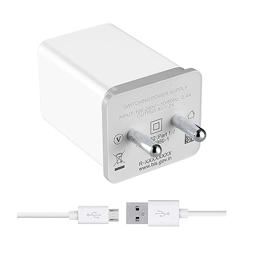 12W / 2.4Amp Fast Charger for Realme 2 Pro Charger Original Adapter Like Wall Charger | Mobile Fast Charger | Android USB Charger with 1 Meter Micro USB Charging Data Cable (2.4 Amp, White)