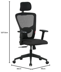 Featherlite ''Astro'' Mesh Home & Office Ergonomic Chair with, Adjustable Lumbar Support, Adjustable Armrest & DIY (High Back, Black)
