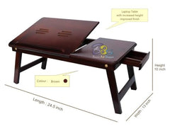 DDS Dream Decor Shoppee Wood Portable Laptop Table Adjustable Height With 1 Drawer (Blue)