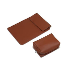 ENTHOPIA 13 to 14 Inches Folio Laptop Case Cover Vegan Leather Compatible for MacBook, Lenovo, Hp, Dell &Other Notebooks - Plain Cork