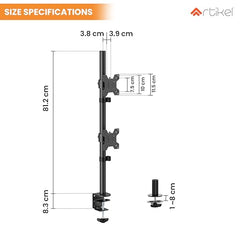 Artikel Double Monitor Desk Mount | Adjustable Heavy Duty Monitor Arms | VESA Mount with C Clamp & Grommet Mounting Base | Computer Monitor Stand for Screen up to 27 inch | Table Mounted | Black