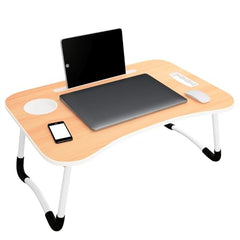 MollisHomes Laptop Table with Dock Stand Wood Smart Standard Multi-Purpose Solid/Study Table/Bed Table/Foldable and Portable/Ergonomic & Rounded Edges/Non-Slip Legs/Engineered (Blue)