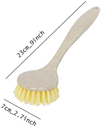 SYGA Kitchen Scrub Brush Sink Bathroom Brushes with Comfortable Grip Handle Odourless Bristles for Pot Pan Cast Iron Skillet Dishes Cleaning (Beige) Pack of 10
