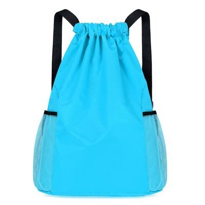 SYGA Drawstring Backpack for Gym, Yoga, Running, Swimming, Beach, Camping, Travel Bag Sports Fitness Club Student Training Bag(Sky Blue)